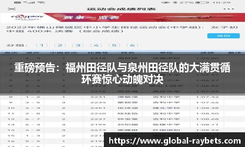重磅预告：福州田径队与泉州田径队的大满贯循环赛惊心动魄对决